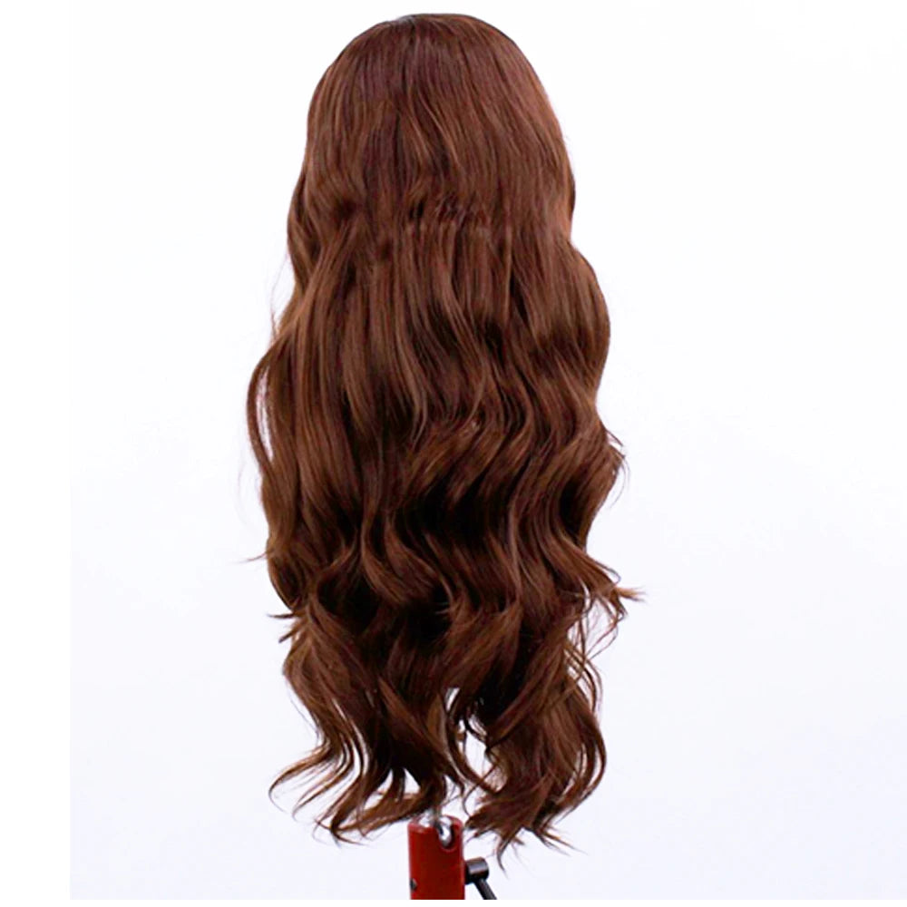 Brown Wave Wig Synthetic Lace Front Wigs For Women Long Deep Wave Lace Hair Frontal Wig White Wig Orange Heat Resistant Cosplay
