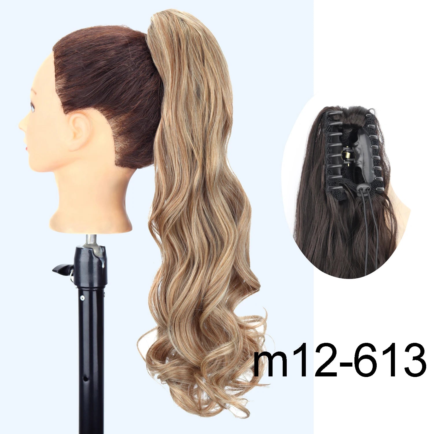 Synthetic 24Inch Wavy Claw Clip On Ponytail Hair Extension Ponytail Extension Hair For Women Pony Tail Hair Hairpiece
