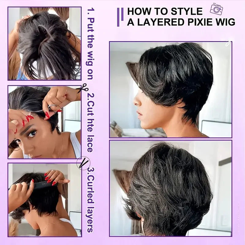 Short Pixie Cut Wigs Straight Lace Front Human Hair Wigs Glueless Wig Short Bob Wigs For Women Natural Color Cheap Wig On Sale