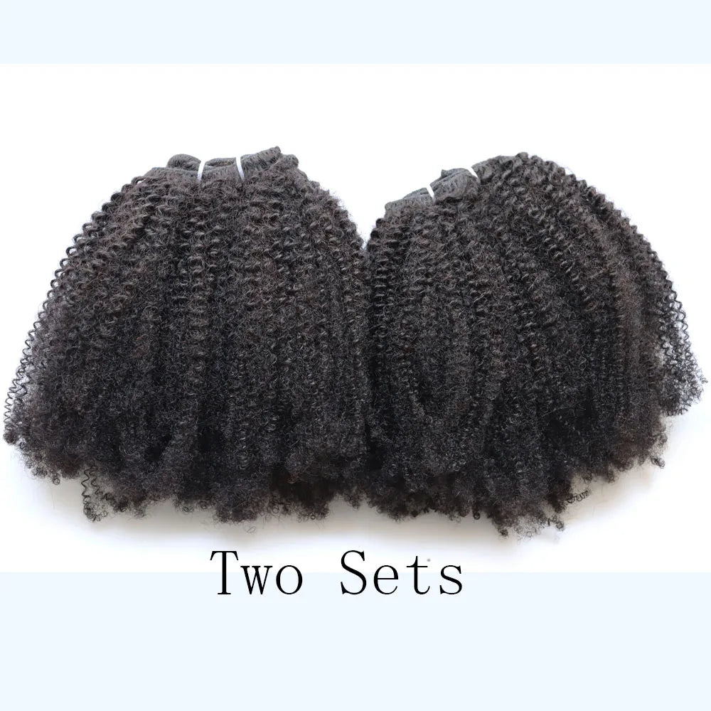 KPLYGDG Real 4C Afro Kinky Curly Human Hair Extensions Clips In Natural Black Virgin Remy Clip In Extensions Real Human Hair