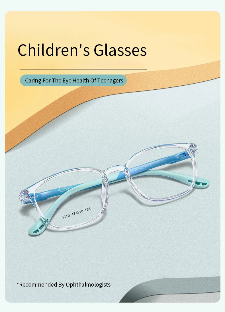 Xbora TR90 Frames for Boys and Girls, Myopia Prescription Glasses, Flexible Frames, Vintage, Square Optical Eyeglasses Kids 1110