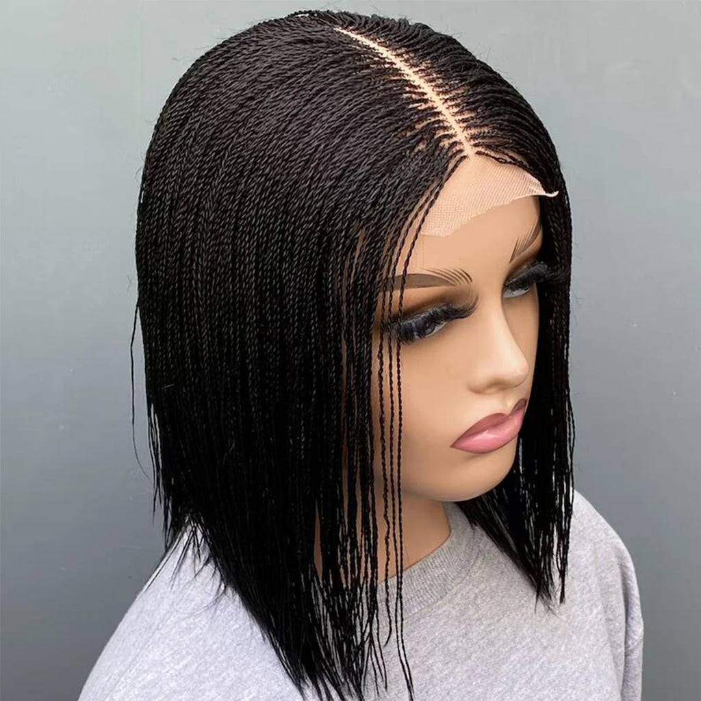 Short micro twist wig on 2*6 lace Centre-part braided wig braided lace front wigs 8-10" braid wig braided lace wigs Micro Braid