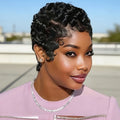 Pixie Cut Wigs for Women Short Layered Wigs Full Machine Made Side Part Wig Short Haircut Wig with Bangs Black Color 1B