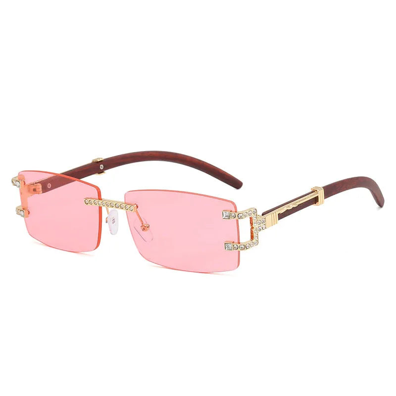 y2k Vintage Fashion Luxury Brand Designer Rimless Diamond Sunglasses Women Crystal Rhinestone Square Sun Glasses For Men UV400