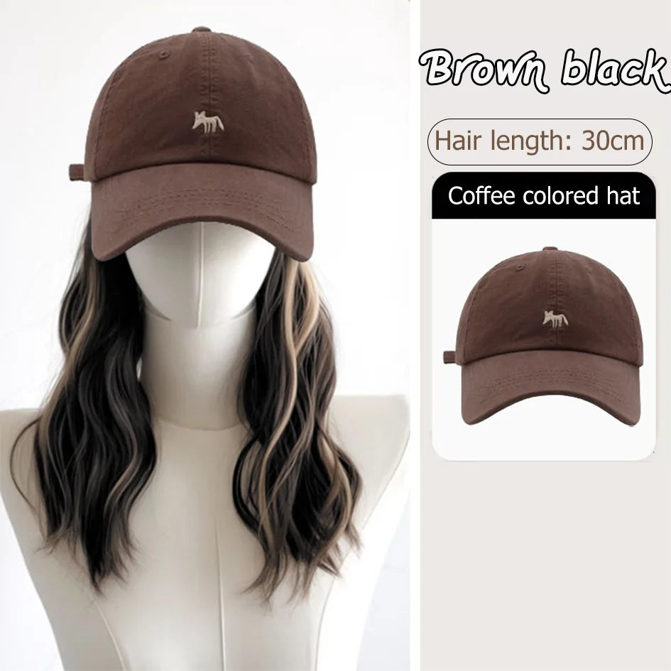 Synthetic12/16/18inch duckweave cap straight hair inward wig baseball capwater wave wig extensions ponytail daily Christmas