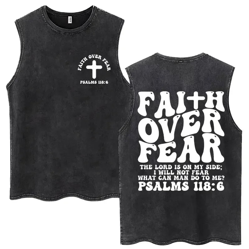 Christian Jesus Church Vintage Washed Tank Tops Bible Verse God Loves You Sleeveless T-shirt Men Women Cotton Loose Y2k T Shirts