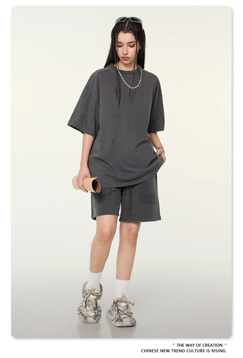 ZODF New 2024 Summer Men Washed Cotton Shorts Unisex Casual Loose 350gsm Comfortable Short Pants Brand Bottoms HY0792