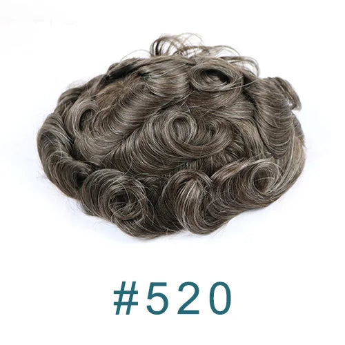Undetected 0.02mm Thin Skin Natural Hairline Human Hair Men Toupee Black Gray Brown Blonde Male Hair Light Capillary Prosthesis