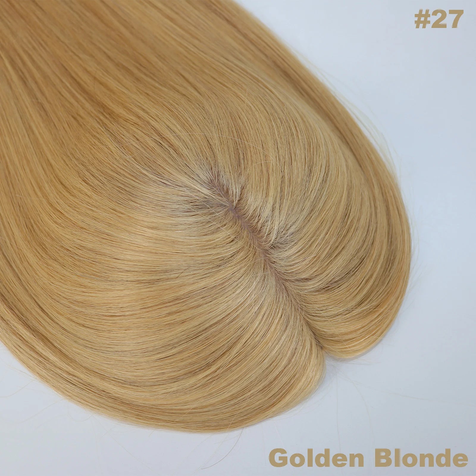 6x6" Golden Blonde Virgin Human Hair Topper Silk Skin Base Women Toupee Silk Top Hair Cover with Clips in & PU Edges Color #27
