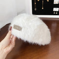 Rabbit Fur Beret Women's Autumn And Winter Korean Version Fashionable Versatile Iron Logo Reverse Wearing Plush Forward Hat