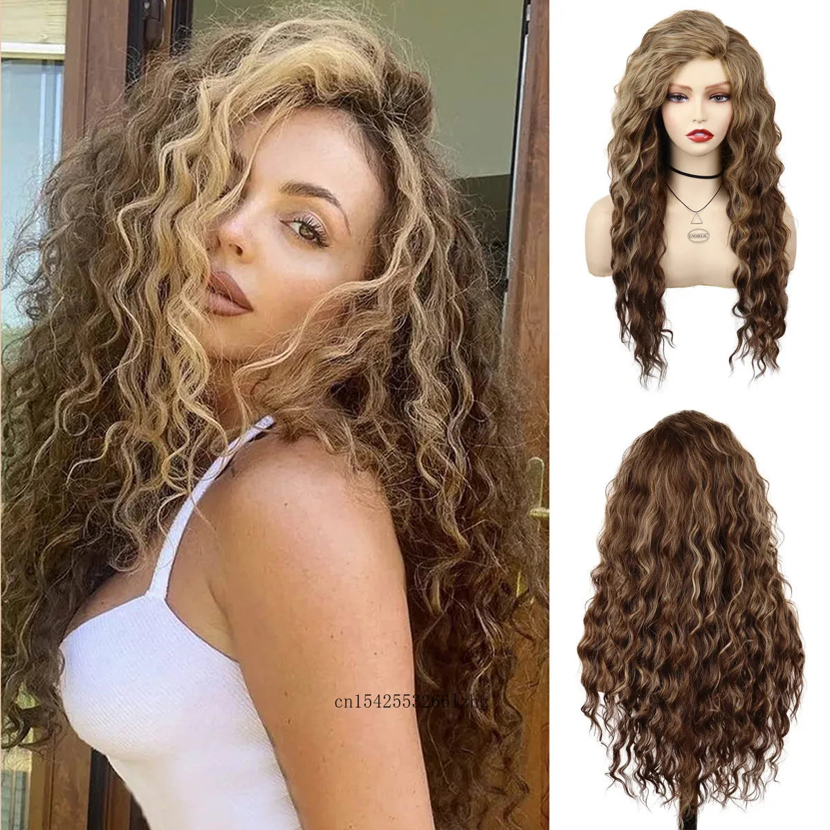 GNIMEGIL Synthetic Grey Hair Long Water Wave Wigs for Women Natural Fluffy Curly Wave Wig Cosplay Halloween Party Heat Resistant