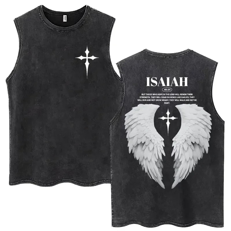 Christian Jesus Church Vintage Washed Tank Tops Bible Verse God Loves You Sleeveless T-shirt Men Women Cotton Loose Y2k T Shirts