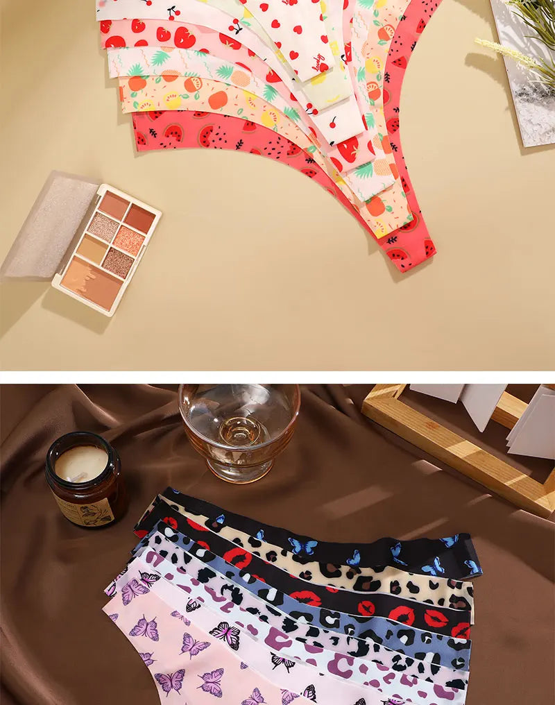 3PCS/SET Sexy G-String For Women Colorful Bikini Female Underwear T-back Intimates Lingerie Seamless Low Waist Underpants Lady