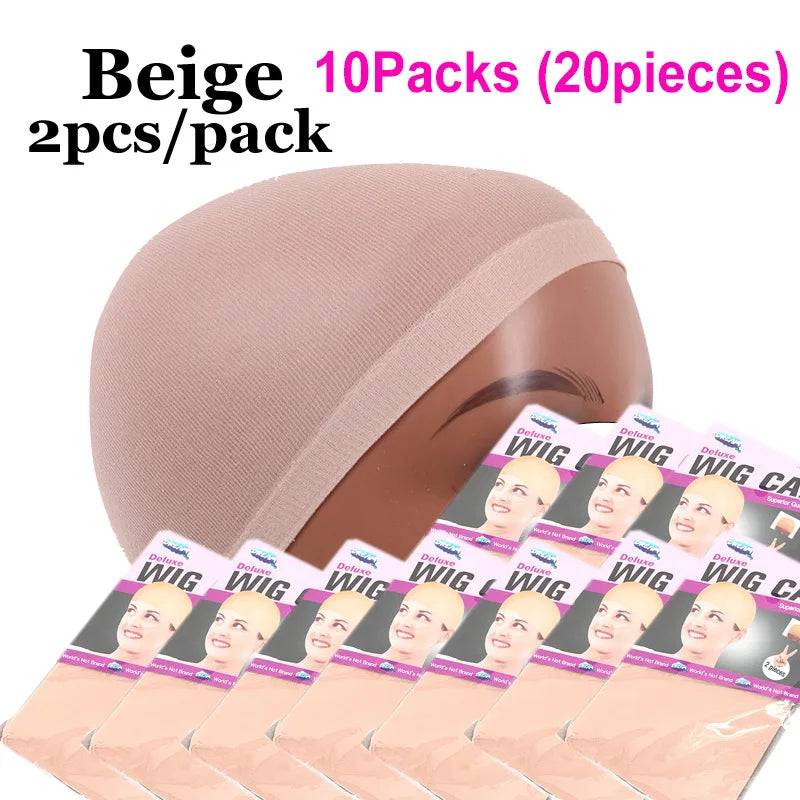 Durable Stokcing Wig Cap Under My Wigs 20Pieces Stocking Cap Skin Tone Black Brown Nude Color Wigs Installing Bald Cap