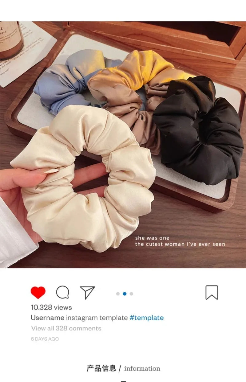 2024 Pillow Sleep Headband Elastic Ponytail Scrunchie for Women Hair Accessories Girls Soft Solid Satin Filled Cotton Big Bands