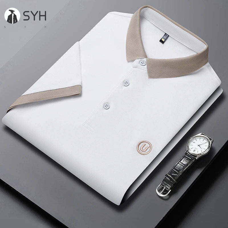 2024 Men's New Embroidered Cotton Business Leisure Short Sleeved POLO Shirt Fashion Short Sleeved Comfortable and Breathable Top