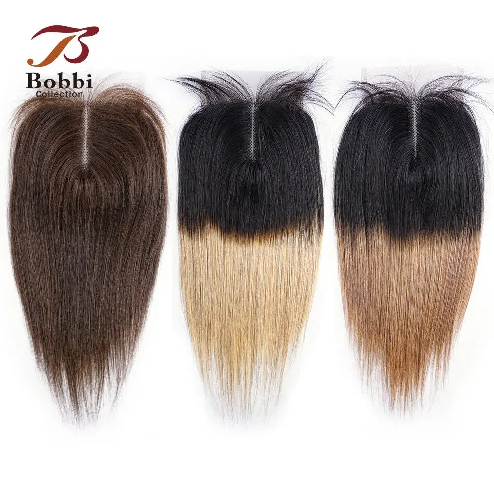 Straight 4x4 T Lace Closure Natural Black Brown Honey Blonde Indian Remy Human Hair Middle Part 10-20 inch Bobbi Collection