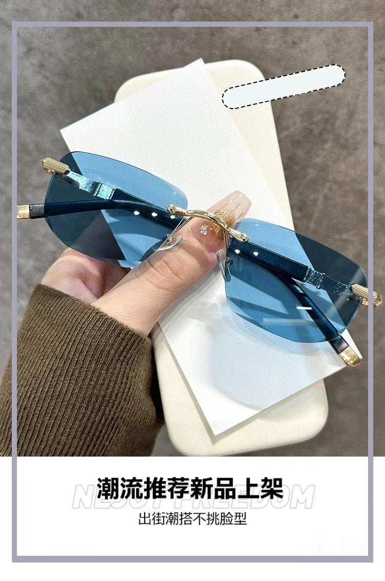 Ultra Light Frameless Diamond Cutting Reading Glasses  Women Men Anti Blue Light Presbyopia Glasses Fashion Sun Shading Glasses