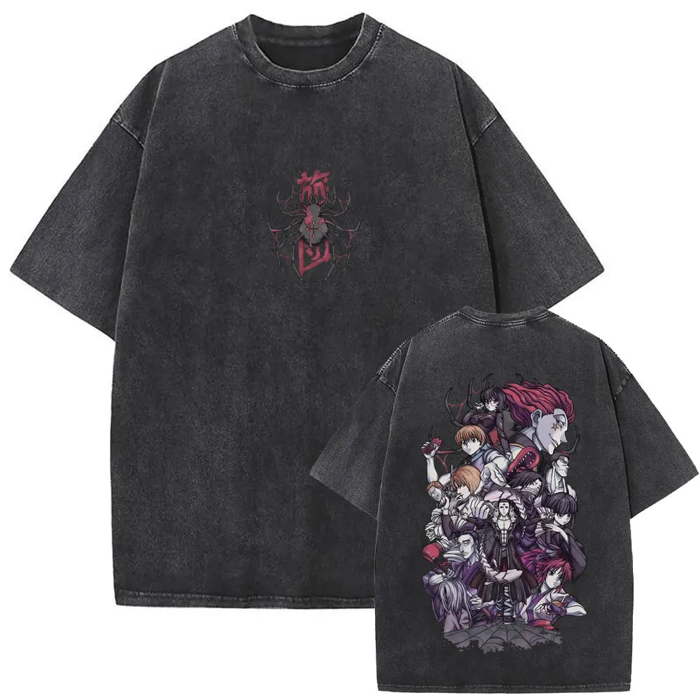 Washed Vintage Anime Hunter X Hunter T-shirt Killua Zoldyck Graphic T Shirt Men Women Clothing Casual Oversized Crewneck Tshirt