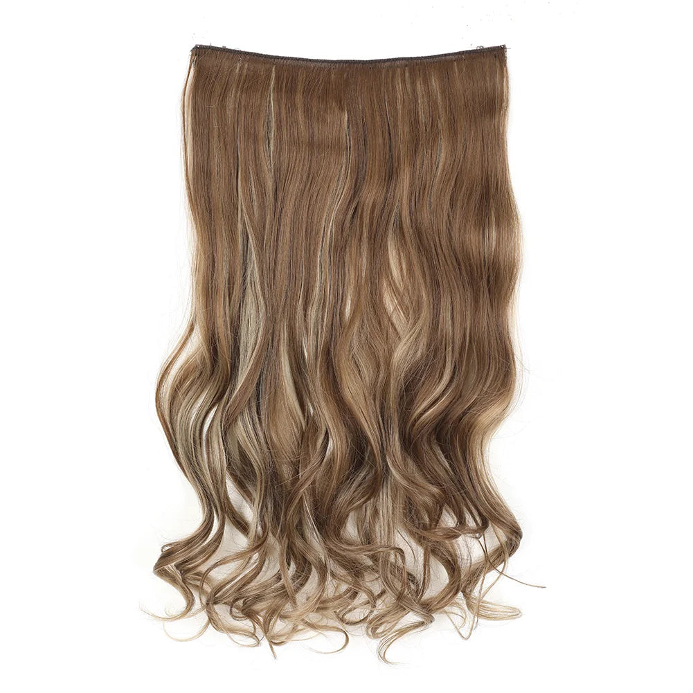 Invisible Wire in Synthetic Hair Extensions Body Wave 2 Clips in Hair Extensions 18" Fish Line Synthetic Hair Piece For Women