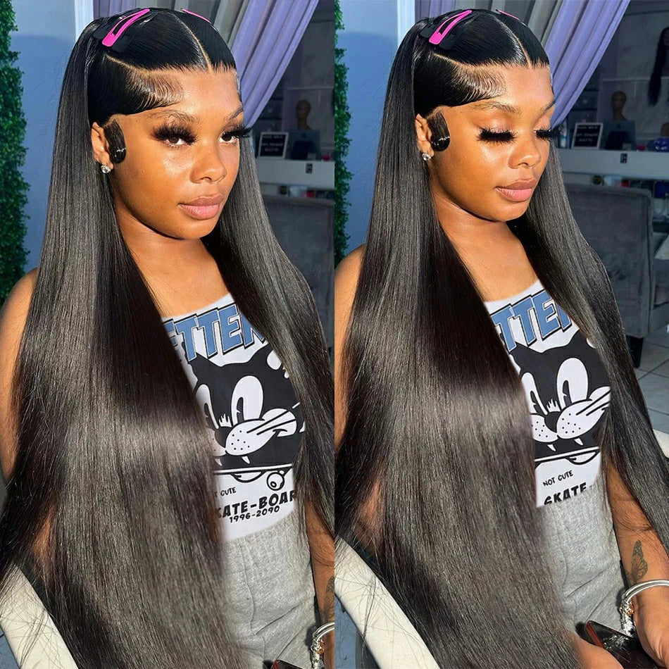 40 Inch 250 Density Straight Lace Front Wigs Human Hair 13x6 HD Lace 13x4 Transparent Frontal Wigs Pre Plucked For Black Women