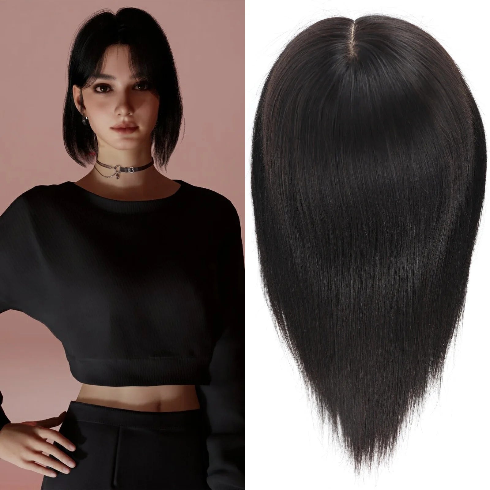 Medical Wig Real Virgin Human Hair Silk Top Natural Look Soft Light Breathable Elastic Net Comfortable Wearing for Women