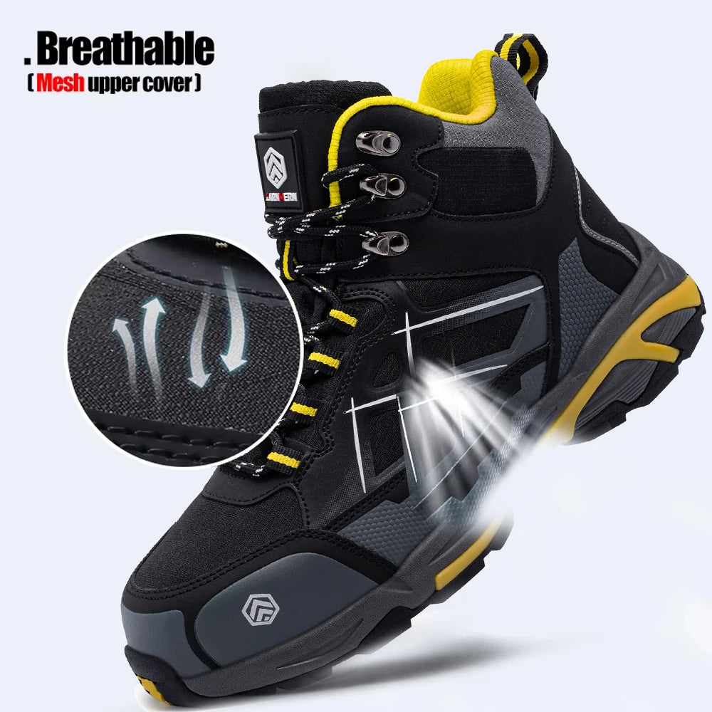 LARNMERN Men's Steel Toe Safety Work Boots shoe Non Slip Shoes for Man Anti-puncture Anti-static Protective Safety Boots