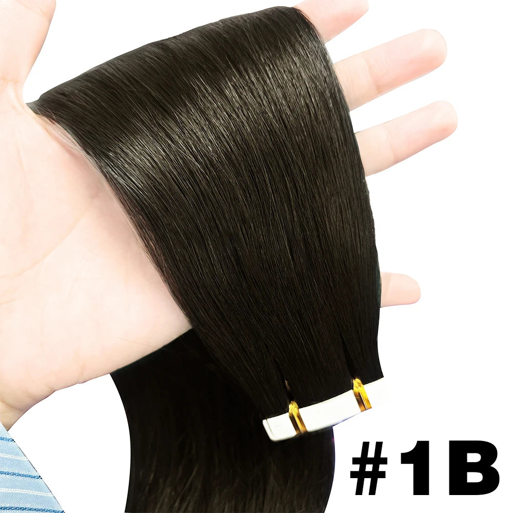 Remy Straight Tape In Hair Extensions Brown Invisible Blonde Virgin Skin Weft 100 Human Hair Extension 24 26 inch For Women