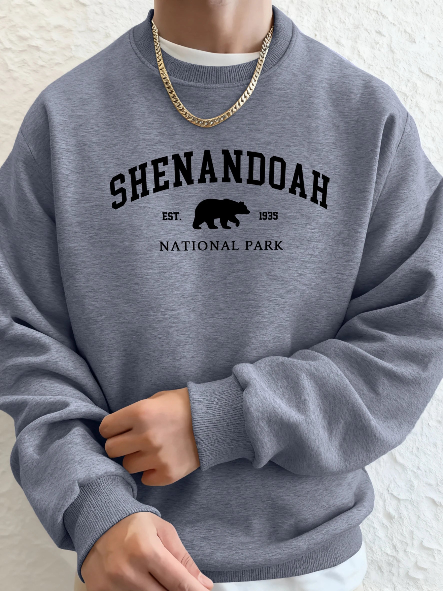 Senandah National Park Bear Prints Hoodie Men Warm Pocket Hooded Pullover Fleece Basics Sweatshirts Comfortable Sport Streetwear