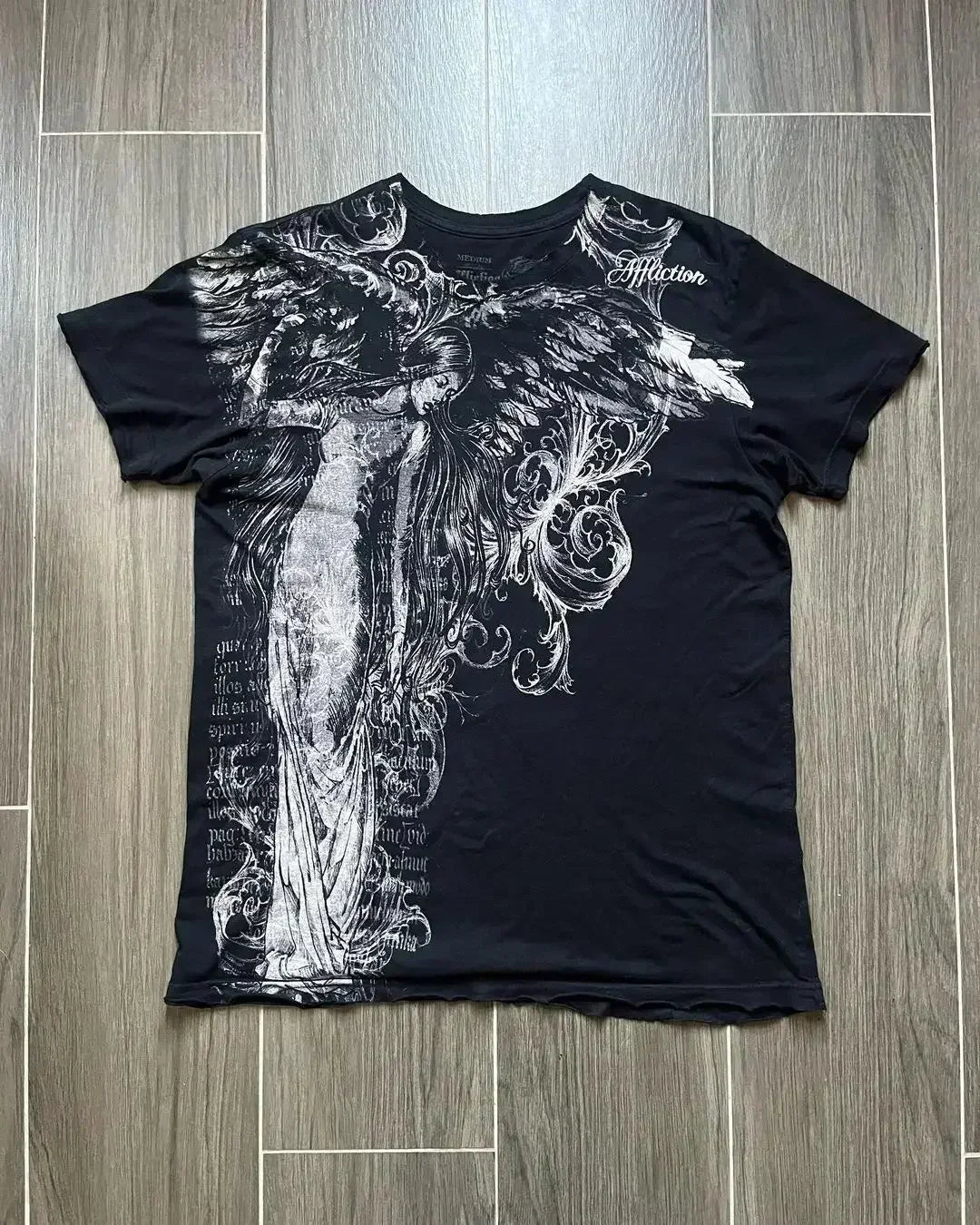 2000s Affliction Style Streetwear Tee Gothic Skull Cross Print Trendy Graphic T-shirts