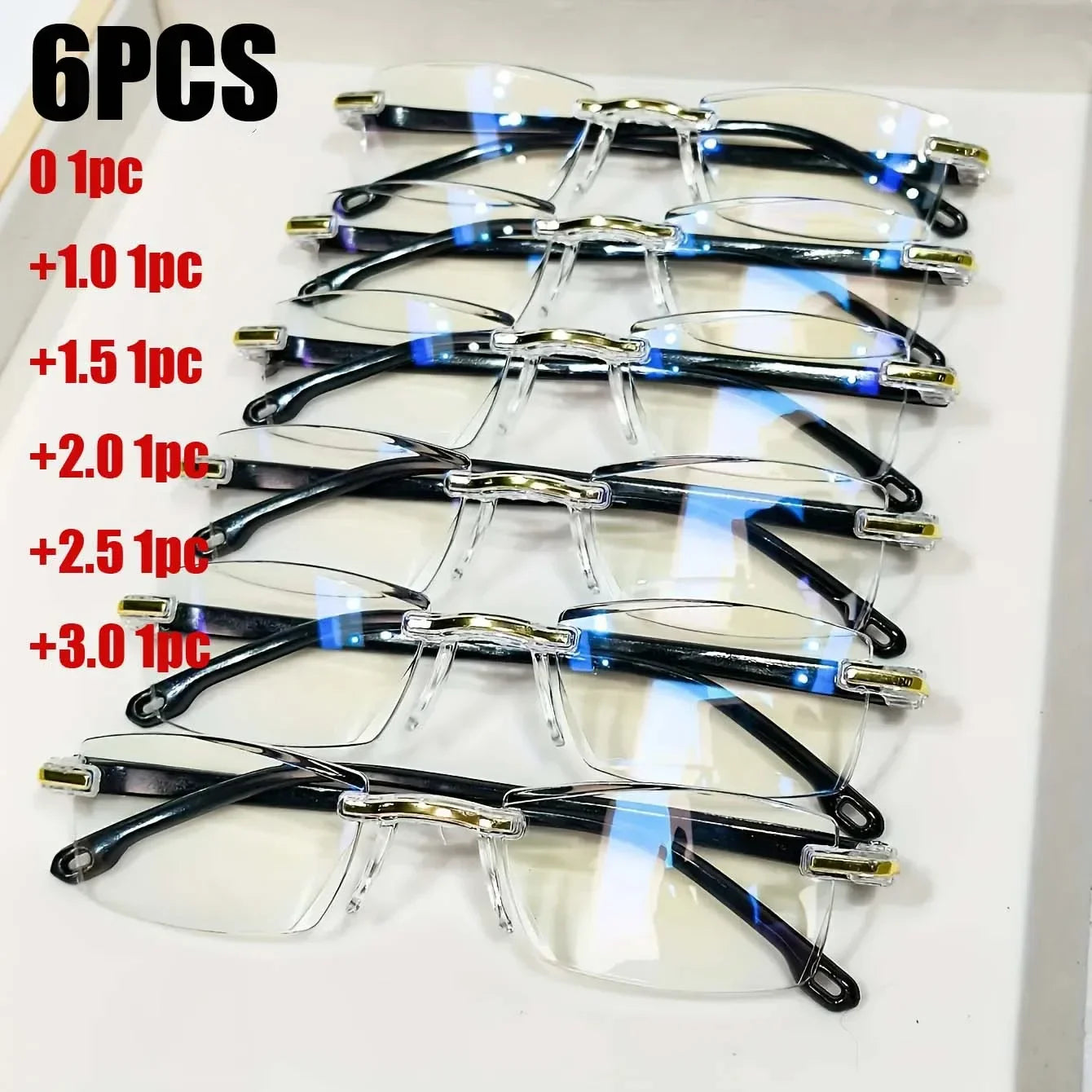 6Pairs of Simple Men'S Square Reading Glasses Anti Blue Light Reading Eyes Fashion Full Frame Hyperopia Glasses Reading Glasses