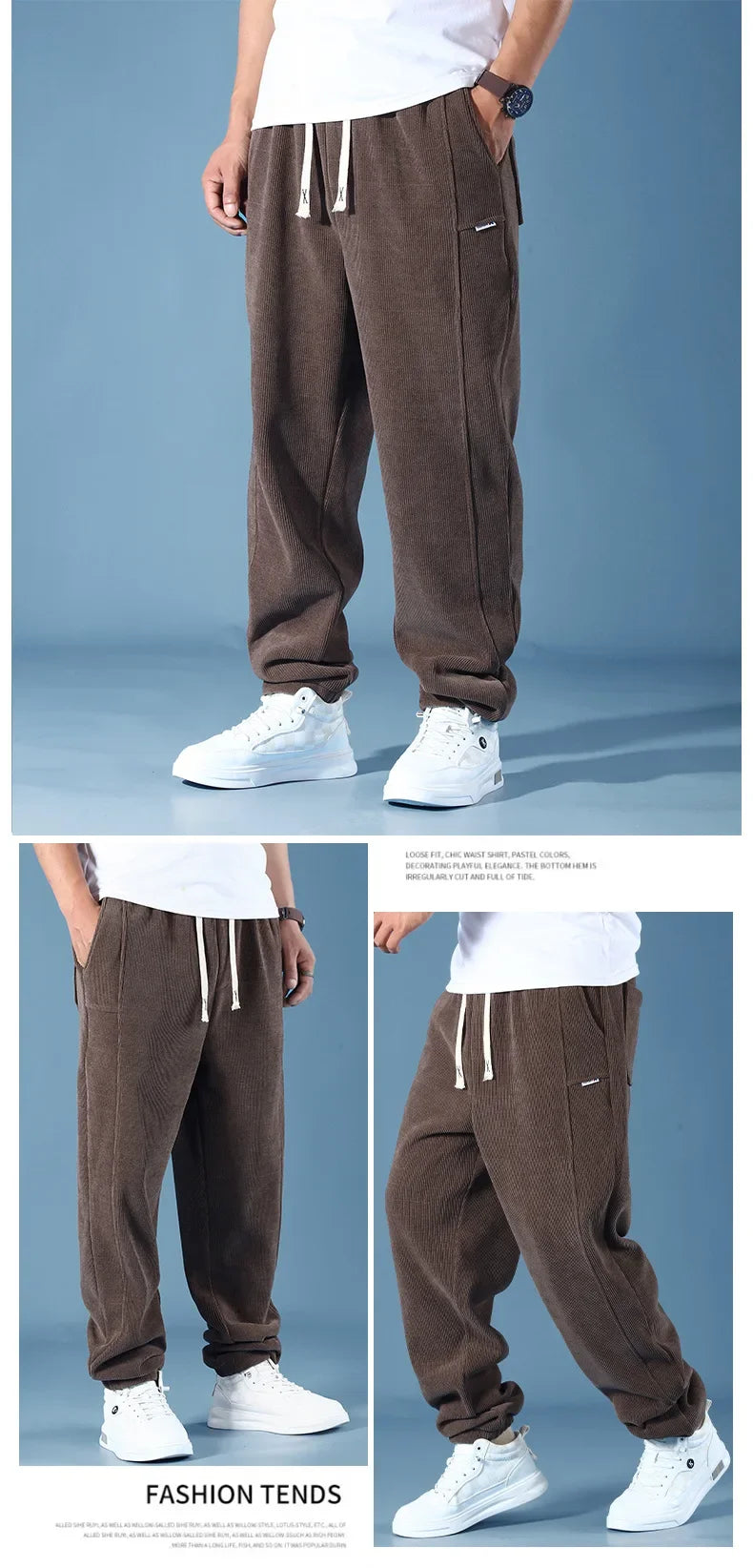 Extral Big Size Corduroy Pants Men Fleece Lined Warm Thick Sweatpant Jogger Male Winter Plus Velvet Trouser Large Plus 10XL 12XL