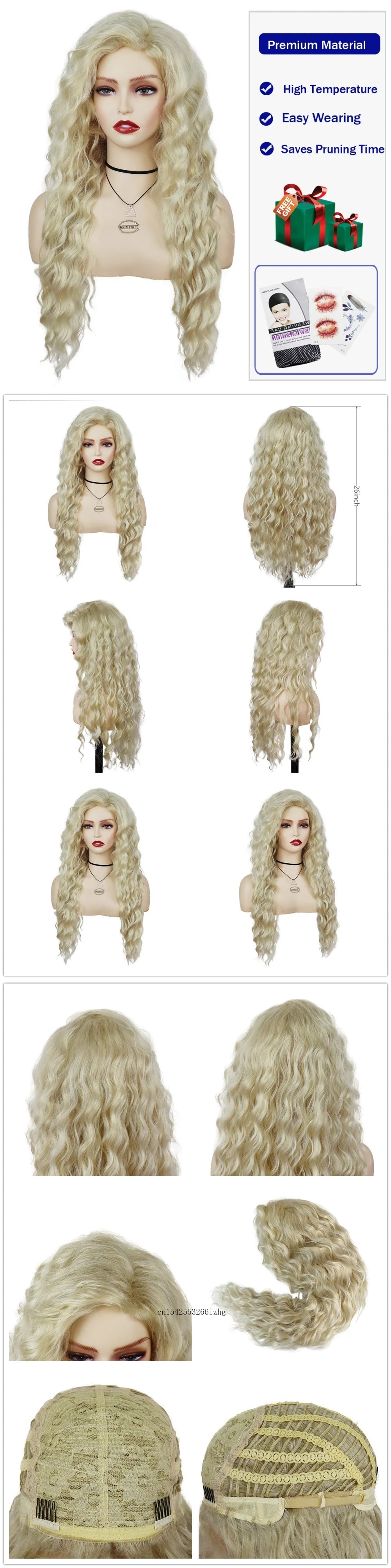 GNIMEGIL Synthetic Grey Hair Long Water Wave Wigs for Women Natural Fluffy Curly Wave Wig Cosplay Halloween Party Heat Resistant