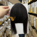 YWUEXT Blonde Clip-In Bangs Human Hair Pieces Real Natural Staight Hair 8 inch Bangs Clips in Fringe Bangs Hairpiece for Women