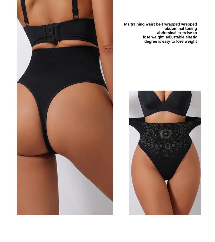 Flarixa 1/2/3Pcs Women Seamless High Rise Thongs Panties Printed Tummy Contol Panty Double Layer Shaping Underwear