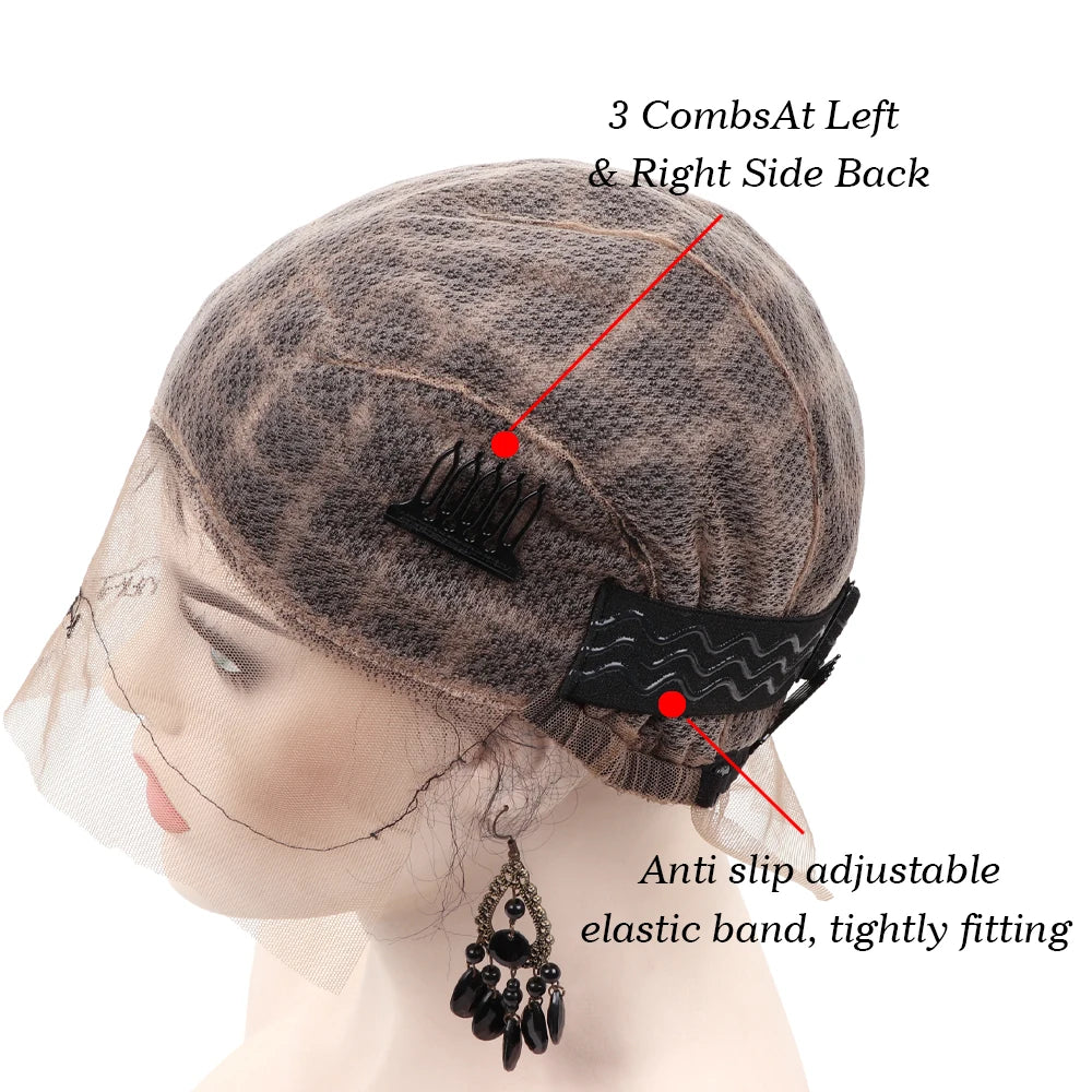 Ventilating Full Lace Wig Cap For Crochet Braiding Hair Black Braided Wig Cap For Making Afro Glueless Wig Lace Wig Cornrow Cap