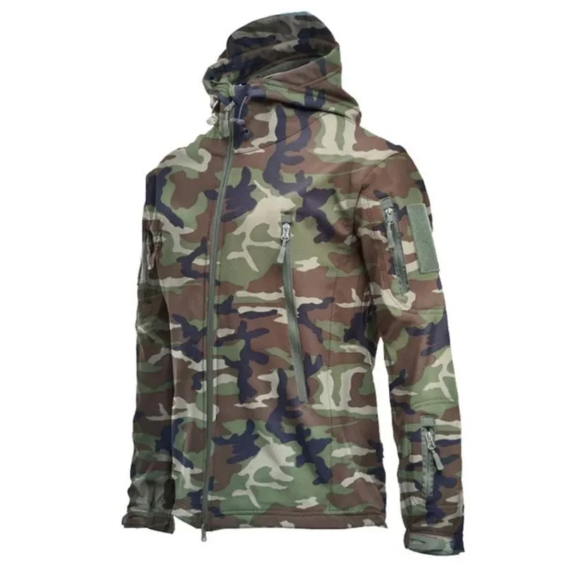 2025 New Fashionable Shark Skin Soft Shell Jacket Men's Tactical Windproof Waterproof Jacket Men's Jacket Hooded Jacket S-XXXXL