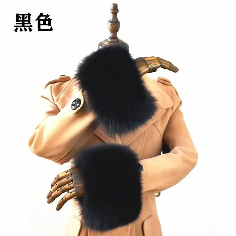 100% Real Fox Fur Cuffs Winter Natural Warm Oversized Arm Warmmer Wristband High Quality Coat Jacket Sleeve Fashion Luxury Cuffs