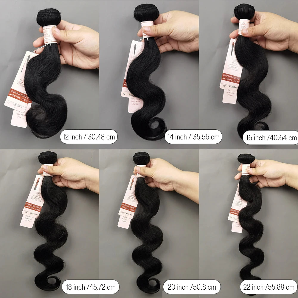 Body Wave Bundles 10-30 Inch Human Hair Extensions 100% Natural Body Wave Human Hair Weave Bundle 50g/Pcs Natural Black