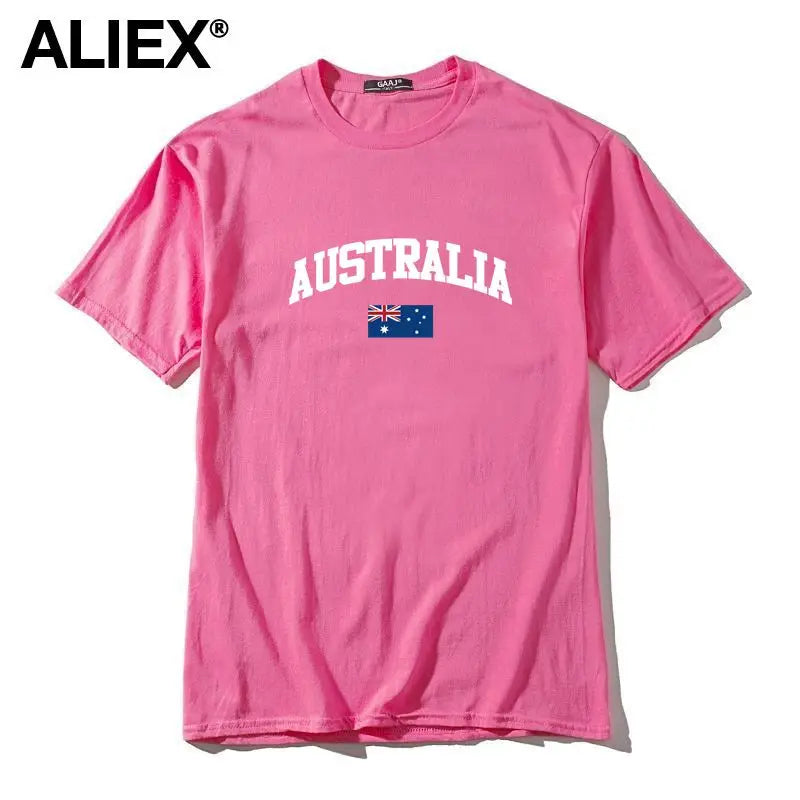 100 Cotton ALIEX Australia Flag T Shirt Men T Shirts Homme T-shirts For Man Top Top Tee 3XL Clothing Funny Tshirt Brand  UTSDA#