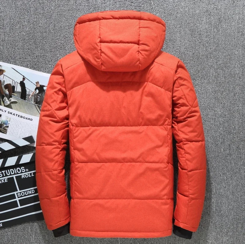 New Windproof Winter Down Jacket Male Warm Hooded White Duck Thick Men's Down Jacket Snow High Quality Parkas Outerwear