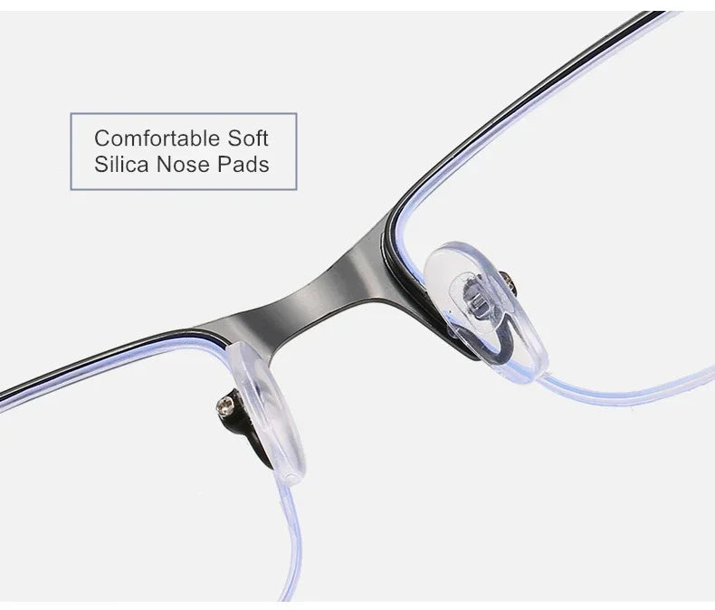 Myopia Prescription Glasses -0.5 TO -10 Men Women Business Half Frame Anti Blue Ray Photochromic Shortsighted Spectacles F518