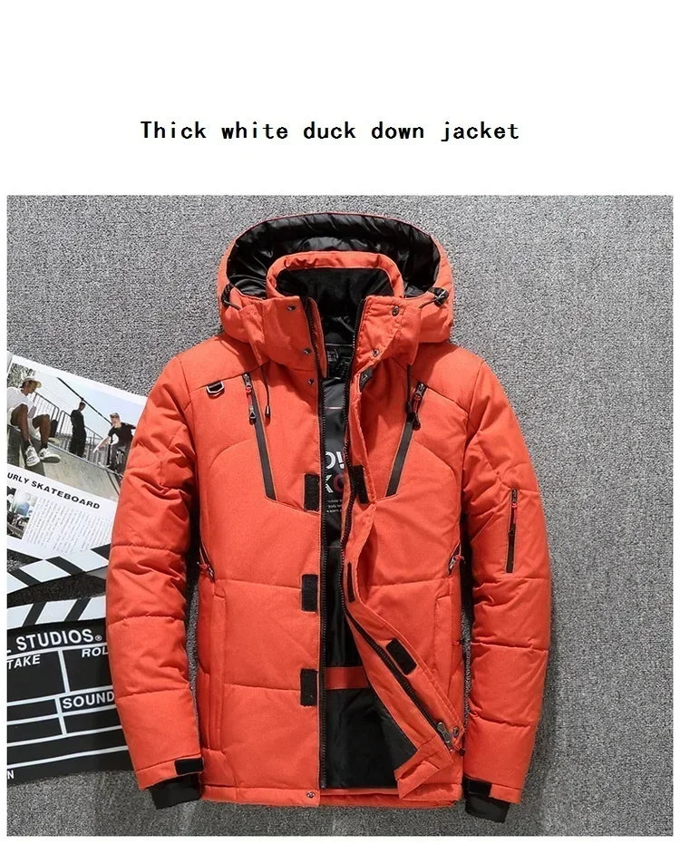 New Windproof Winter Down Jacket Male Warm Hooded White Duck Thick Men's Down Jacket Snow High Quality Parkas Outerwear