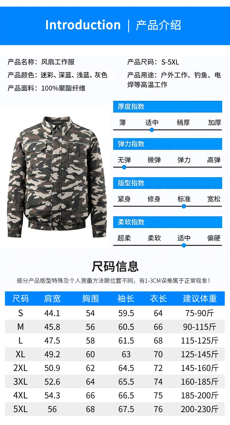 Clothes with fans in summer heatstroke prevention and cooling air conditioning men's clothing refrigeration work Outdoor Jacket