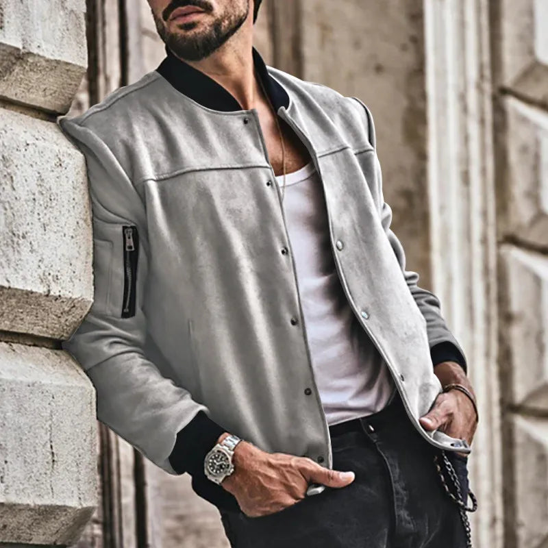 24  Autumn/Winter Suede Men's Button Cardigan Jacket Casual American