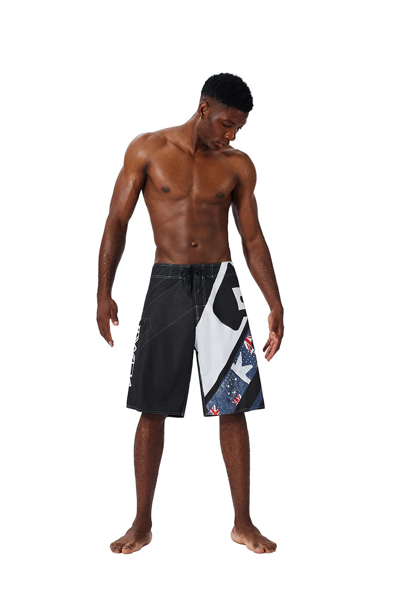 Quick Drying Beach Shorts for Men Surf Beach Shorts Fast Dry Swim Trunks with Bermuda, Fitness Muscle Short Pants, Summer, New,