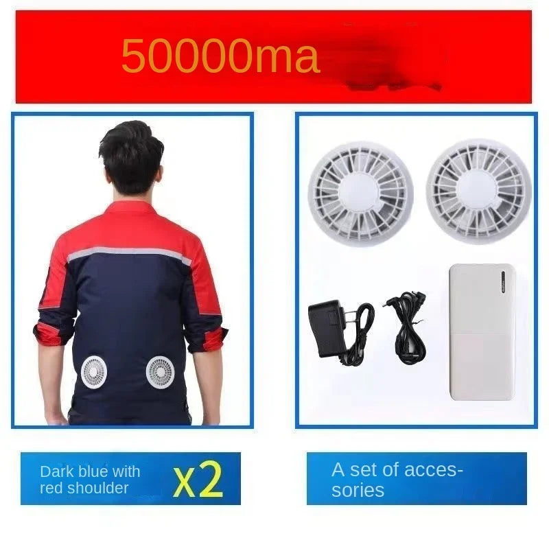 Clothes with fans in summer heatstroke prevention and cooling air conditioning men's clothing refrigeration work Outdoor Jacket
