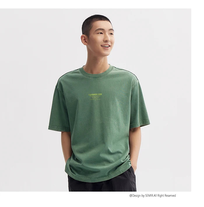 Semir Men T Shirts Short-Sleeve T-Shirt Summer New Arrival 2024 Loose Fit And Contrasting Print Design Simple Tee Top Men