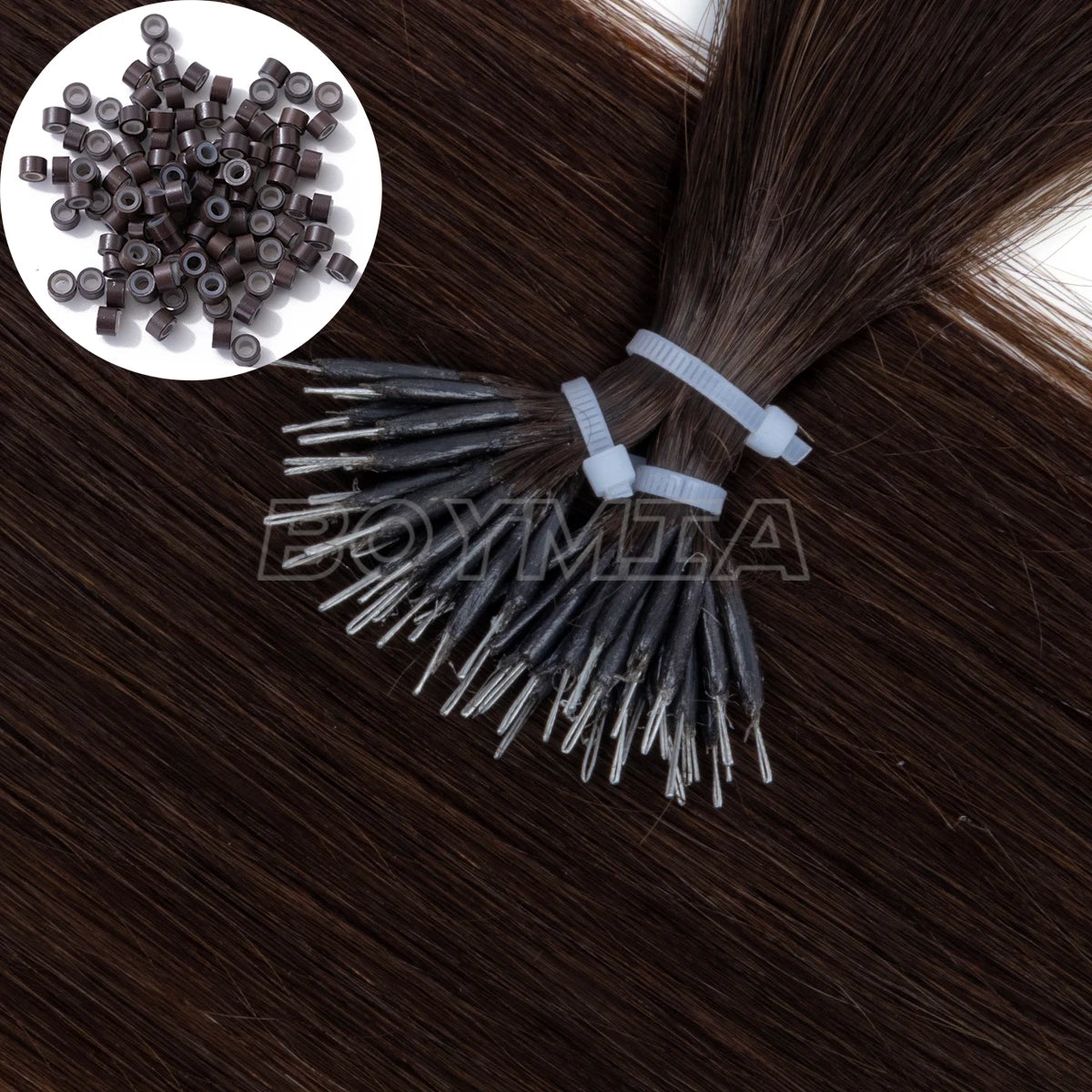 BOYMIA Nano Hair Extensions Human Hair Natural Straight for women Invisible Add Length and Volume 12-22inch 30G Free Nano Bead
