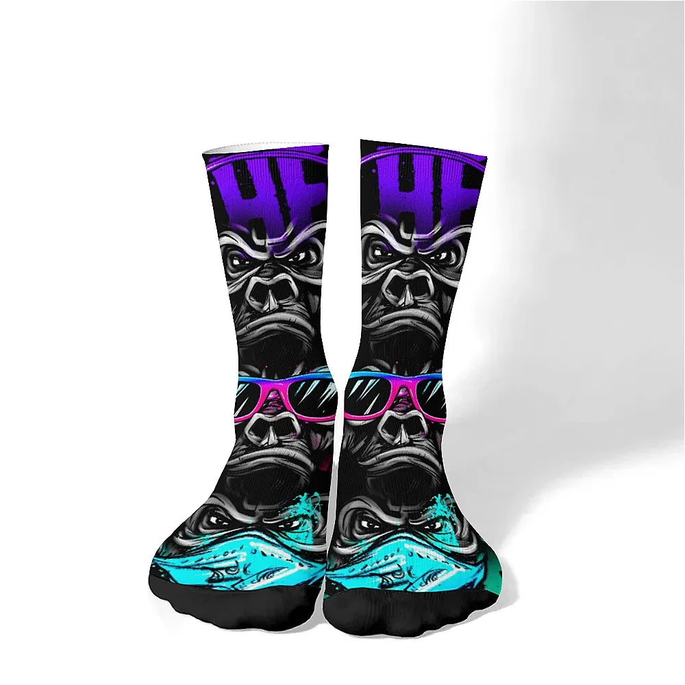 New and interesting men's socks, retro fun art gorilla, street hip-hop style, comfortable and breathable, outdoor leisure sports